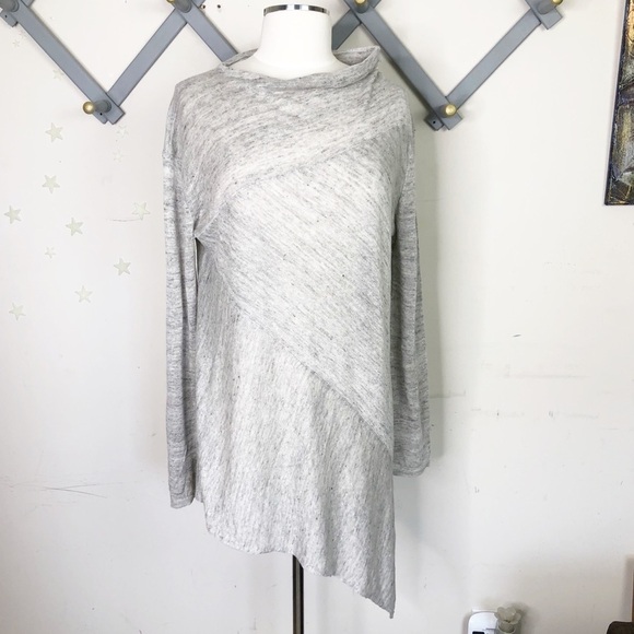 INHABIT asymmetrical grey linen lightweight sweater - Picture 2 of 13